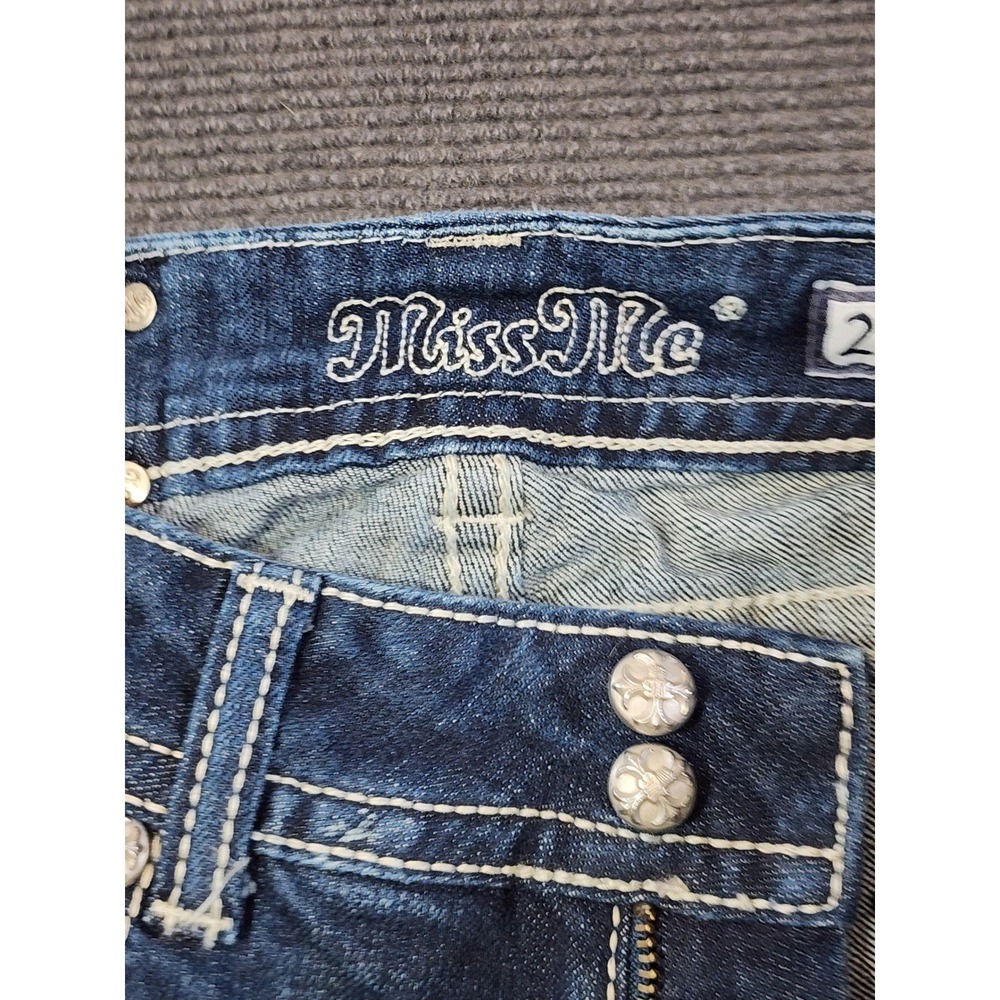 Miss Me Bootcut Jeans Women 28 Blue Embellished Pocket Y2K - Picture 9 of 15